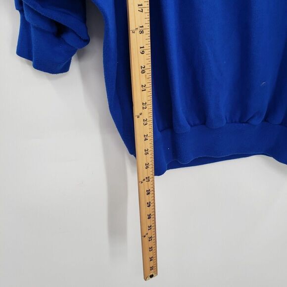 Vintage 80's Bling Sweatshirt Womens Large Blue Sequin Rhinestones Dolman Sleeve - Picture 9 of 13